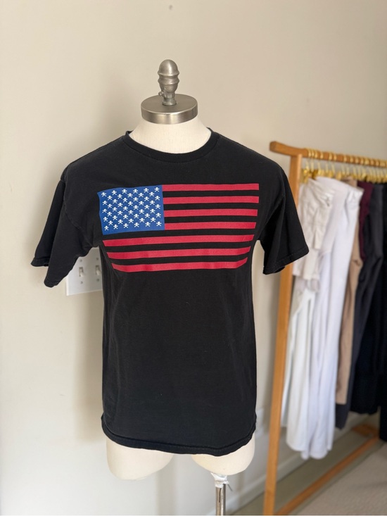 Black Scale Other - Black Scale Black T-Shirt with Red & Blue Flag Graphic